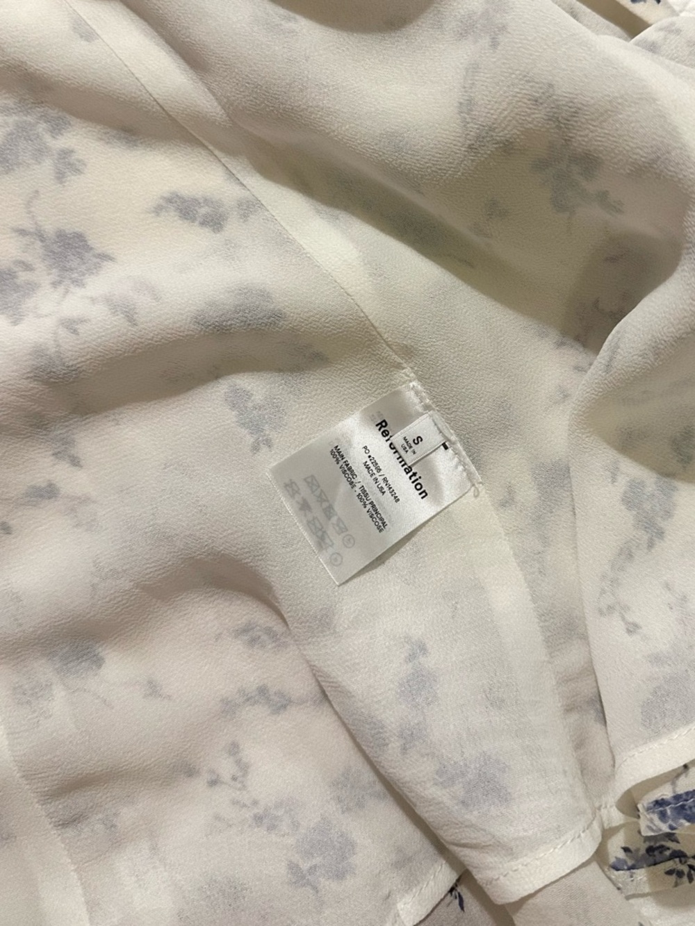 Reformation Ellwood Wrap Dress - White/Blue Small - Picture 4 of 8